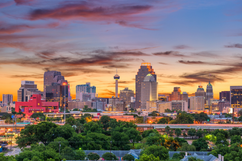 San Antonio skyline at dusk